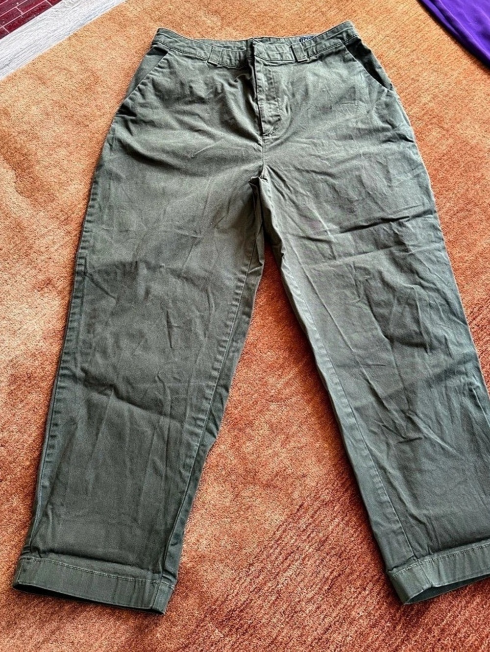 Gap Straight Up Khaki Straight Leg Pants Green Size 12